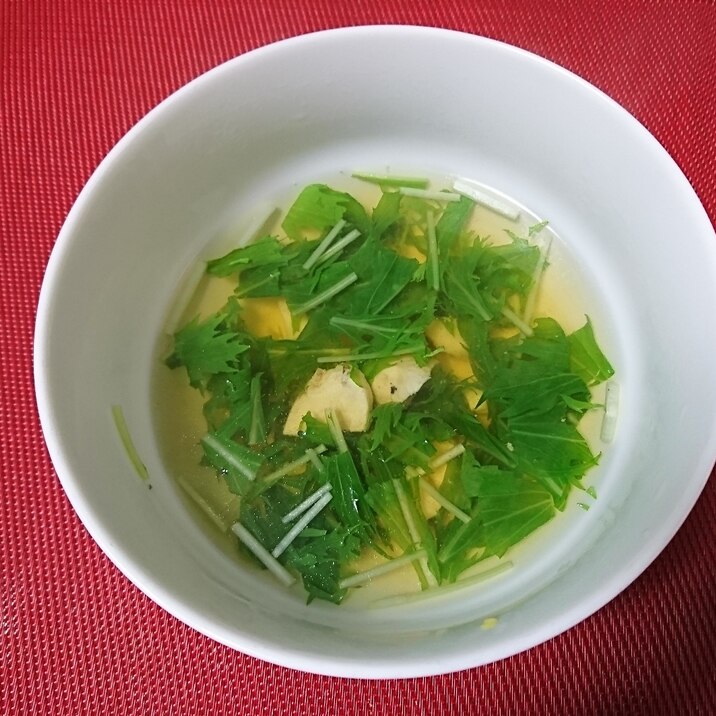 鶏肉と水菜の簡単スープ